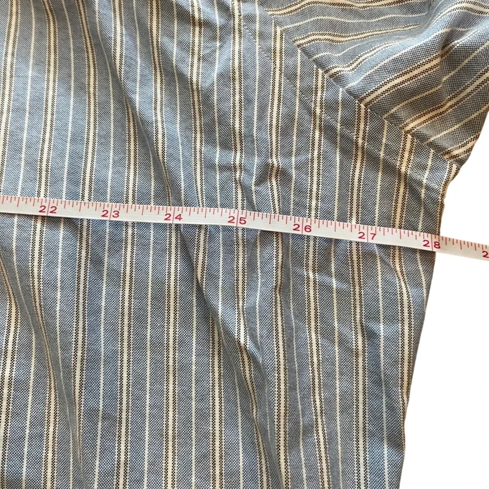 Ralph Lauren Mens XXL Classic Fit Short Sleeve Striped Oxford Shirt‎ Blue White